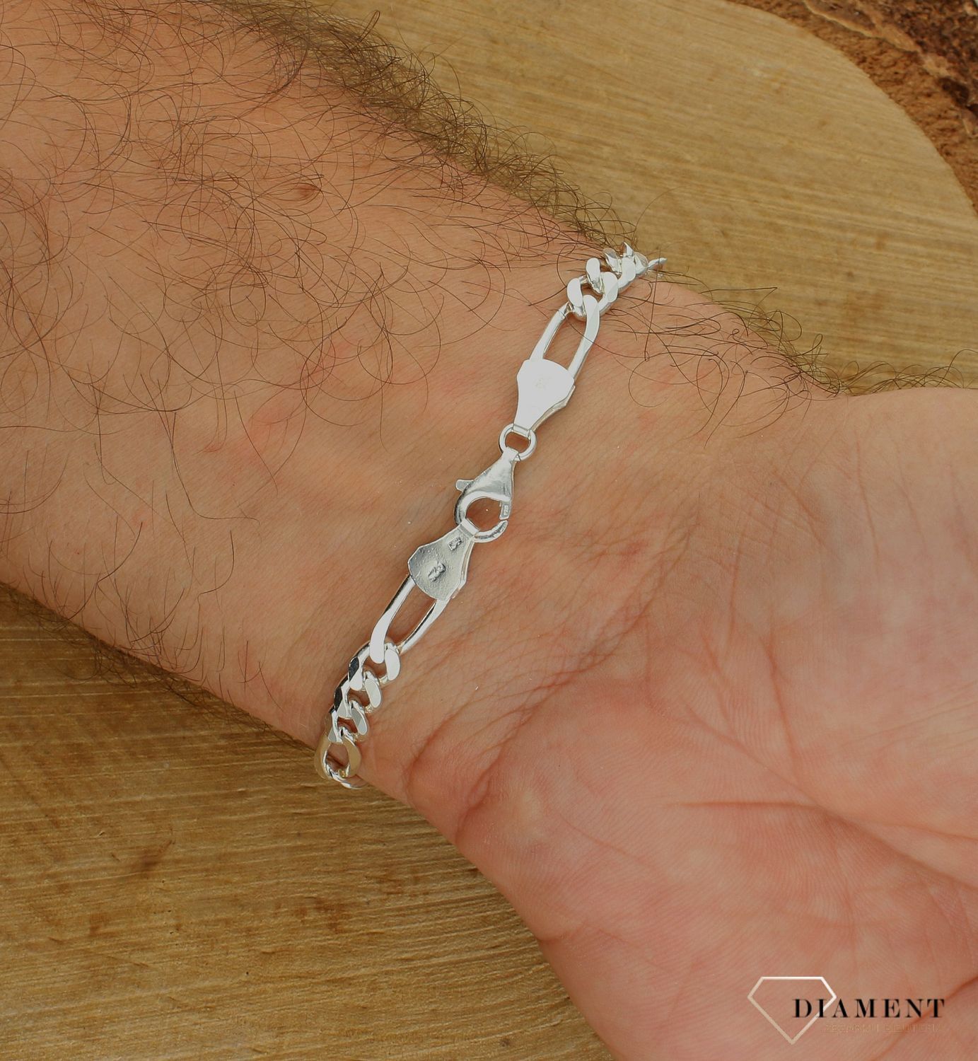 Bransoleta srebrna 925 figaro 5 mm z blaszką DIA-BRA-11515-925 5mm. Srebrna bransoletka męska. Srebrna bransoletka z blaszką. Bransoletka srebrna gruba. Bransoletka srebrna na prezent dla mężczyzny..jpg